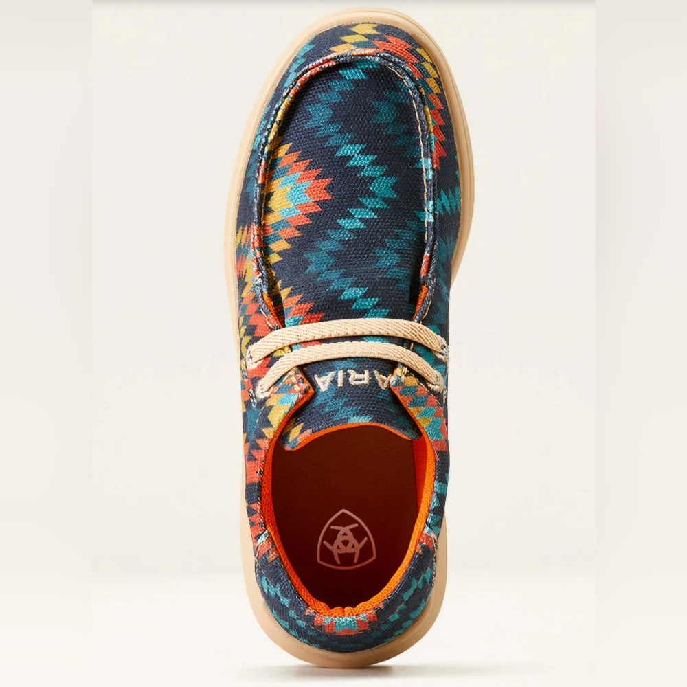 Ariat Youth Hilo Blue Aztec Shoe, Size 12 Western Slide On